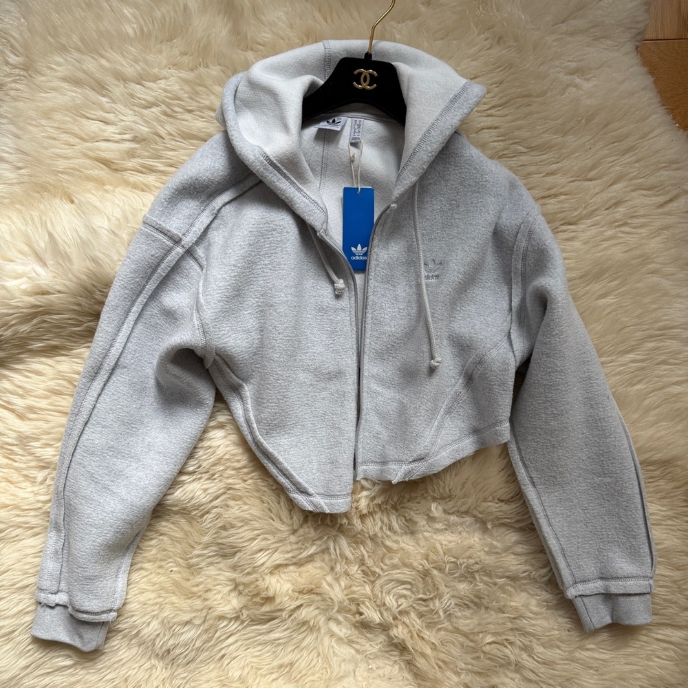 Adidas Light Gray Full Zip Hoodie